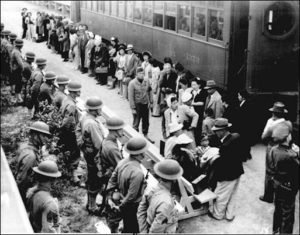 Herded Onto Trains for Manzanar